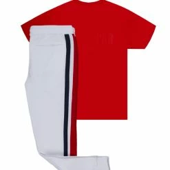 Discount 💯 MENS TRACK SETS DEPP T-SHIRT/JOGGER SET-RED/WHITE ✔️ 7 MENS TRACK SETS DEPP T-SHIRT/JOGGER SET-RED/WHITE