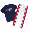MENS TRACK SETS DEPP T-SHIRT/JOGGER SET-WHITE/NAVY