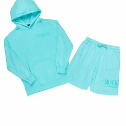 MENS SHORT SETS DIMITRI HOODIE SHORT SET-AQUA Track Sets