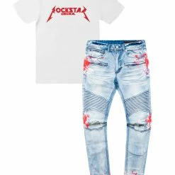 MENS MISC DIOGO T-SHIRT & KODAK RED JEANS BUNDLE Short Sleeve Track Sets