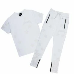MENS TRACK SETS DOMINIC T-SHIRT TRACK SET-WHITE