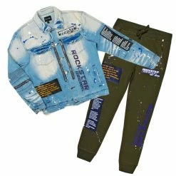 Best deal 👏 MENS TRACK SETS DOUG DENIM JACKET/TRACKPANT SET-OLIVE ⭐ 9 MENS TRACK SETS DOUG DENIM JACKET/TRACKPANT SET-OLIVE