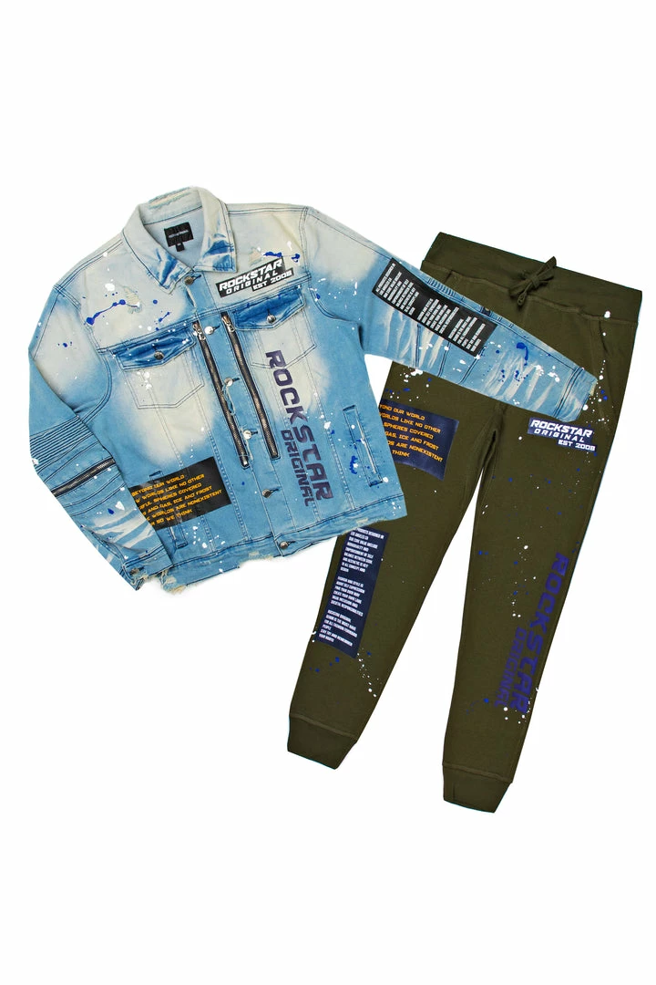 Best deal 👏 MENS TRACK SETS DOUG DENIM JACKET/TRACKPANT SET-OLIVE ⭐ 4 MENS TRACK SETS DOUG DENIM JACKET/TRACKPANT SET-OLIVE