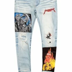 MENS JEANS Denim DRAKE PATCHWORK JEAN- BLUE