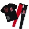 MENS TRACK SETS DRAX T-SHIRT/TRACK PANT SET-BLACK/RED