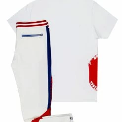MENS TRACK SETS ELI T-SHIRT/TRACK PANT SET-WHITE