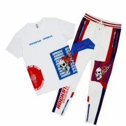 MENS TRACK SETS ELI T-SHIRT/TRACK PANT SET-WHITE