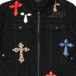 Top 10 👍 MENS DENIM JACKETS EXO PATCHWORK JACKET- BLACK MULTI 🛒 6 MENS DENIM JACKETS EXO PATCHWORK JACKET- BLACK MULTI