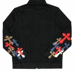 Top 10 👍 MENS DENIM JACKETS EXO PATCHWORK JACKET- BLACK MULTI 🛒 7 MENS DENIM JACKETS EXO PATCHWORK JACKET- BLACK MULTI