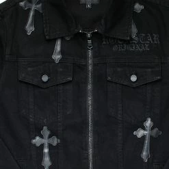 MENS DENIM JACKETS EXO PATCHWORK JACKET- BLACK