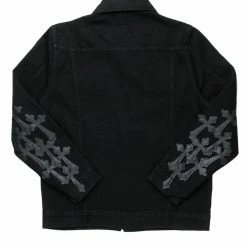 MENS DENIM JACKETS EXO PATCHWORK JACKET- BLACK