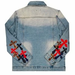 MENS DENIM JACKETS EXO PATCHWORK JACKET-BLUE MULTI