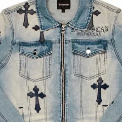 MENS DENIM JACKETS EXO PATCHWORK JACKET- BLUE