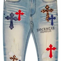 MENS JEANS Denim EXO PATCHWORK JEAN- BLUE MULTI