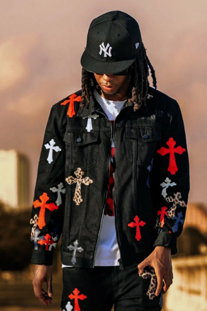 Top 10 👍 MENS DENIM JACKETS EXO PATCHWORK JACKET- BLACK MULTI 🛒 1 MENS DENIM JACKETS EXO PATCHWORK JACKET- BLACK MULTI