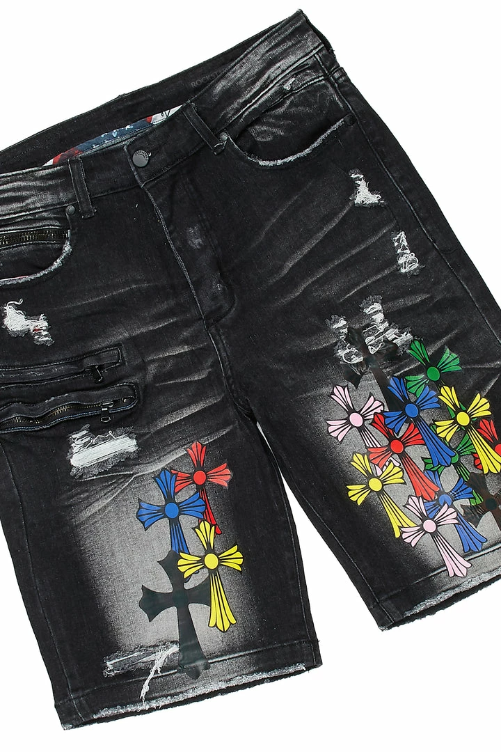 Best Pirce ๐ MENS SHORT SETS FANTOME T-SHIRT/DENIM SHORT SET-BLACK ๐ 3 MENS SHORT SETS FANTOME T-SHIRT/DENIM SHORT SET-BLACK