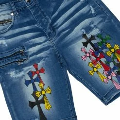 MENS SHORT SETS FANTOME T-SHIRT/DENIM SHORT SET-WHITE