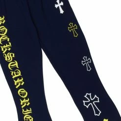 MENS TRACK SETS DIOSE T-SHIRT/FLARE PANT SET-WHITE/NAVY