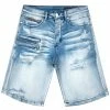 MENS SHORTS FALSETTO WASH DENIM SHORT-BLUE