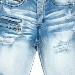 MENS SHORTS FALSETTO WASH DENIM SHORT-BLUE