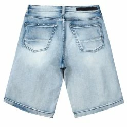MENS SHORTS FALSETTO WASH DENIM SHORT-BLUE