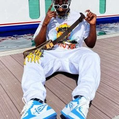 MENS TRACK SETS FREDDI T-SHIRT/JOGGER SET-WHITE