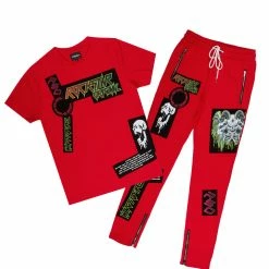 MENS TRACK SETS GARLAND T-SHIRT TRACKSET-RED