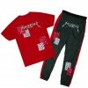 MENS TRACK SETS GRAND T-SHIRT/TRACKPANT SET-RED/GREEN