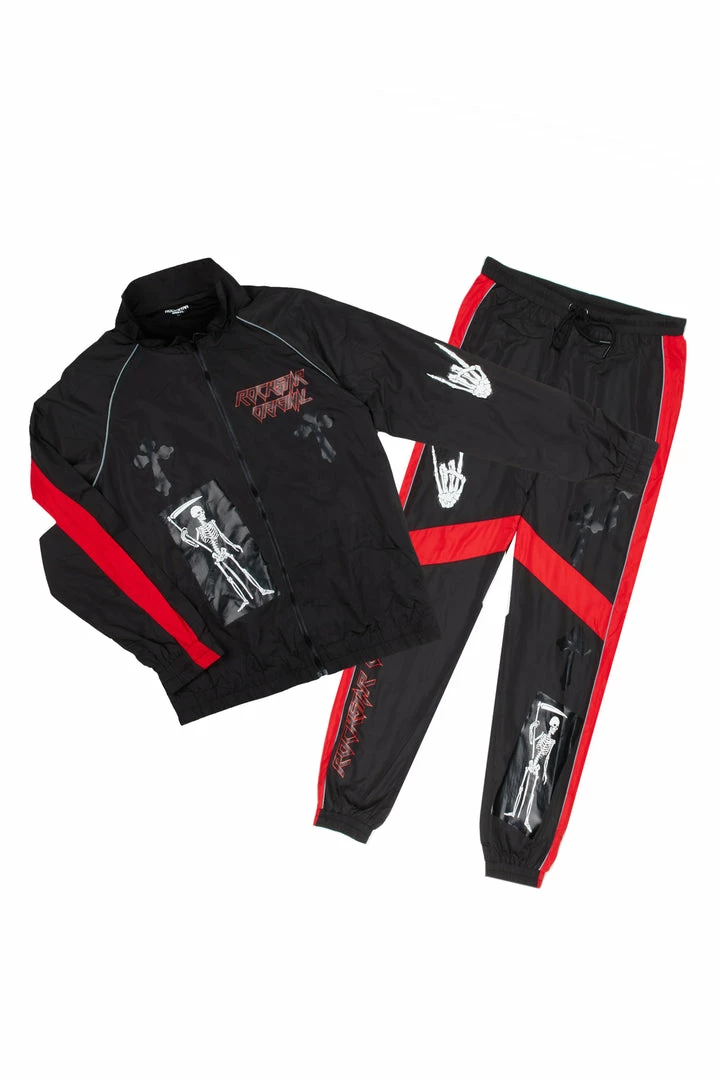Cheap 👍 MENS TRACK SETS GRIM GRAPHIC TRACK SET-BLACK ✨ 1 MENS TRACK SETS GRIM GRAPHIC TRACK SET-BLACK