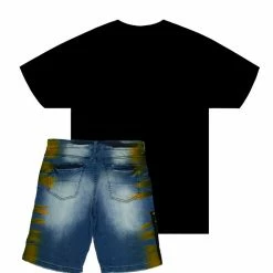 Budget 🌟 MENS SHORT SETS HAZE T-SHIRT/DENIM SHORT SET-BLACK 👏 9 MENS SHORT SETS HAZE T-SHIRT/DENIM SHORT SET-BLACK