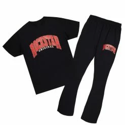 Best Sale ๐ MENS TRACK SETS HESS T-SHIRT/FLARE PANT SET-BLACK ๐ 11 MENS TRACK SETS HESS T-SHIRT/FLARE PANT SET-BLACK