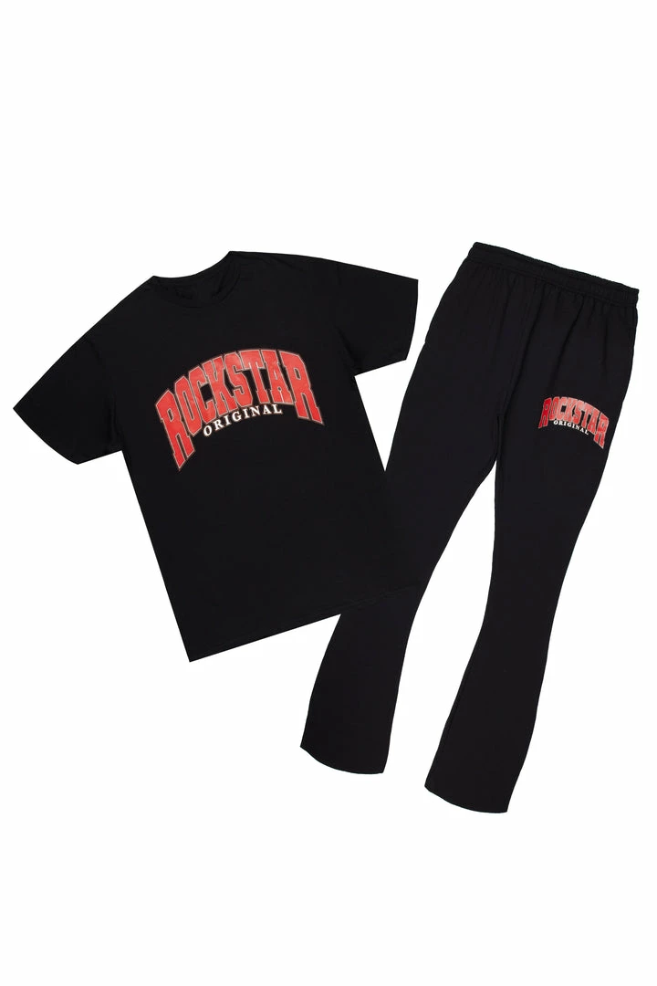 Best Sale ๐ MENS TRACK SETS HESS T-SHIRT/FLARE PANT SET-BLACK ๐ 5 MENS TRACK SETS HESS T-SHIRT/FLARE PANT SET-BLACK