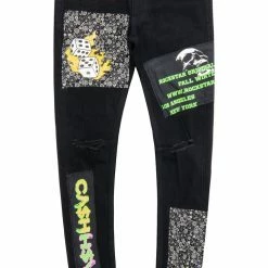 MENS JEANS HASE PATCHWORK JEAN-BLACK Denim