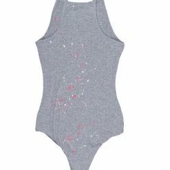 WOMENS TOPS IMANI RIBBED BODYSUIT-HEATHER GREY