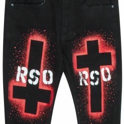 MENS JEANS ITRI PRINTED STACKED FLARE JEAN-BLACK Denim