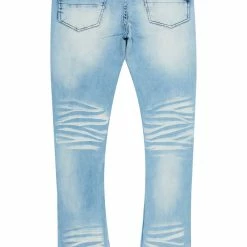 MENS JEANS ITRI PRINTED STACKED FLARE JEAN-BLUE Denim