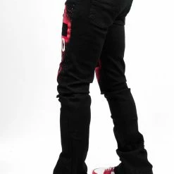 MENS JEANS ITRI PRINTED STACKED FLARE JEAN-BLACK Denim