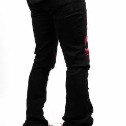 MENS JEANS ITRI PRINTED STACKED FLARE JEAN-BLACK Denim