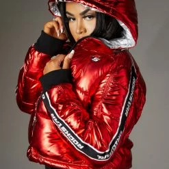 WOMENS OUTERWEAR Best Seller JACKEY PUFFER JACKET - METALLIC RED