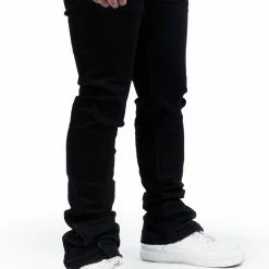 MENS JEANS Denim JAYMES STACKED FLARE JEAN-BLACK