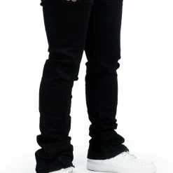 MENS JEANS Denim JAYMES STACKED FLARE JEAN-BLACK