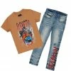 BOYS DENIM SETS BOYS RAMONE T-SHIRT/JEAN SET-BEIGE New Arrivals