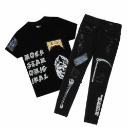 BOYS DENIM SETS BOYS NELIS T-SHIRT/JEAN SET-BLACK