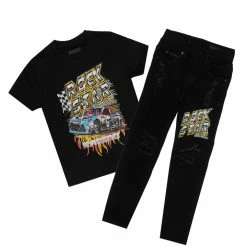 BOYS DENIM SETS New Arrivals BOYS CLAYDON T-SHIRT/JEAN SET-BLACK