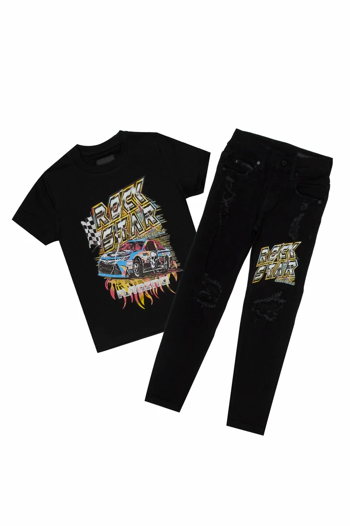 Flash Sale ✨ BOYS DENIM SETS New Arrivals BOYS CLAYDON T-SHIRT/JEAN SET-BLACK 🛒 1 BOYS DENIM SETS New Arrivals BOYS CLAYDON T-SHIRT/JEAN SET-BLACK