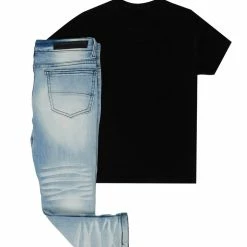 Hot Sale ❤️ BOYS DENIM SETS New Arrivals BOYS KEES T-SHIRT/JEAN SET-NAVY ⌛ 7 BOYS DENIM SETS New Arrivals BOYS KEES T-SHIRT/JEAN SET-NAVY