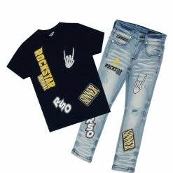 BOYS DENIM SETS New Arrivals BOYS KEES T-SHIRT/JEAN SET-NAVY