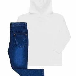 BOYS DENIM SETS BOYS MILLER HOODIE/JEAN SET-WHITE