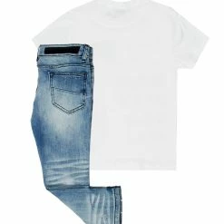 BOYS DENIM SETS BOYS NELIS T-SHIRT/JEAN SET-WHITE New Arrivals
