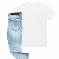 BOYS DENIM SETS BOYS DOMINIC T-SHIRT/JEAN SET-WHITE New Arrivals